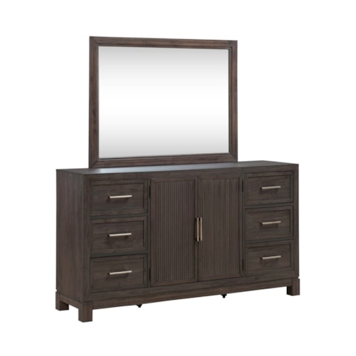 Contemporary 6-Drawer Dresser and Mirror Set