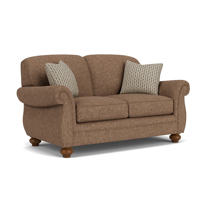 Transitional Loveseat with Bun Feet