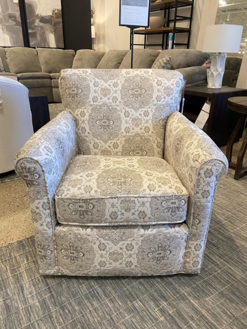 Transitional Swivel Chair with Rolled Arms