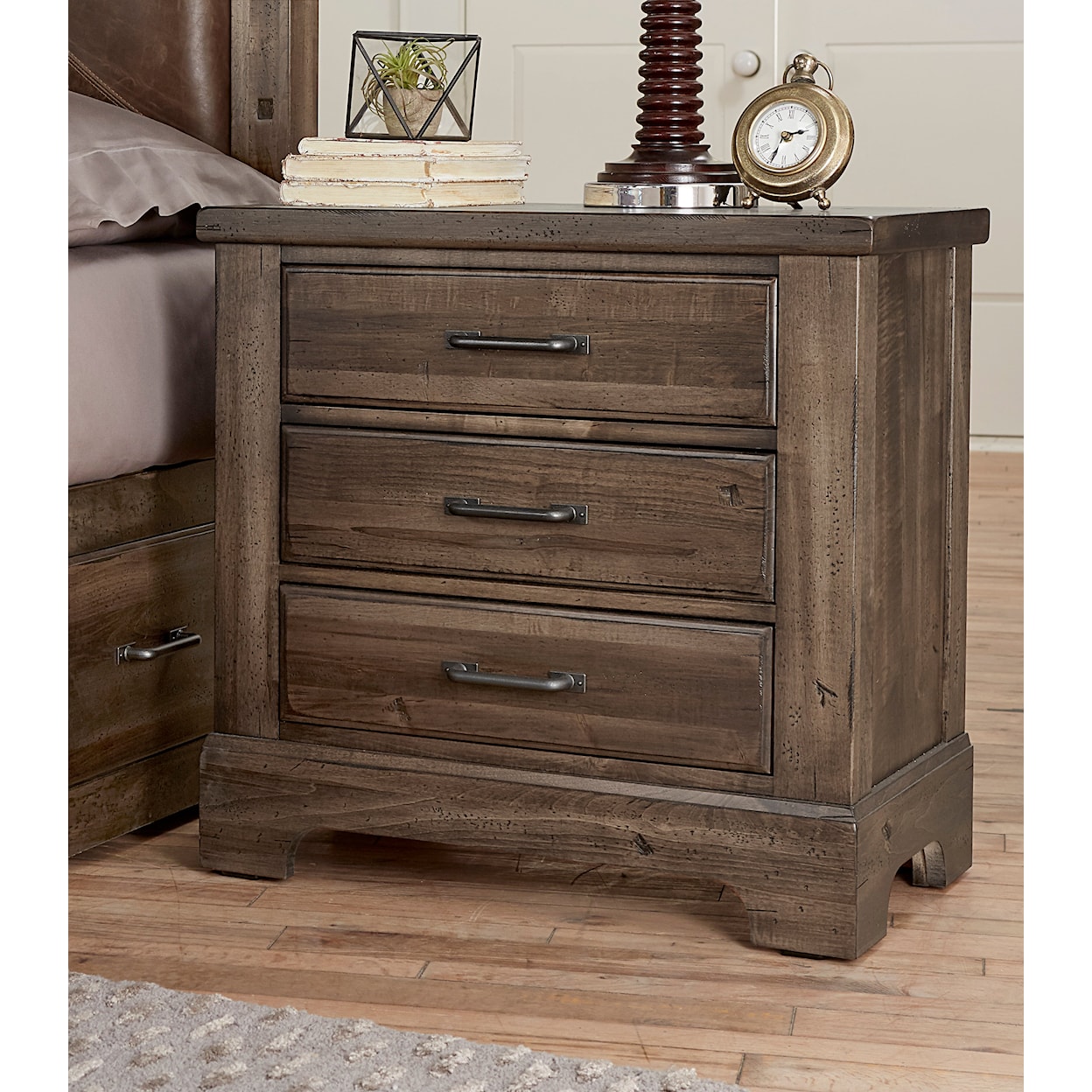 Vaughan Bassett Cool Rustic 3 Drawer Nightstand