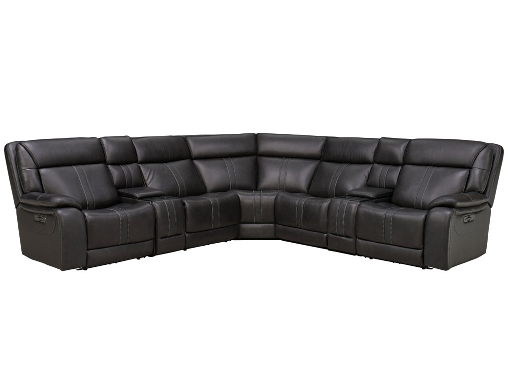 Leather Powered Sectional with Home Theater