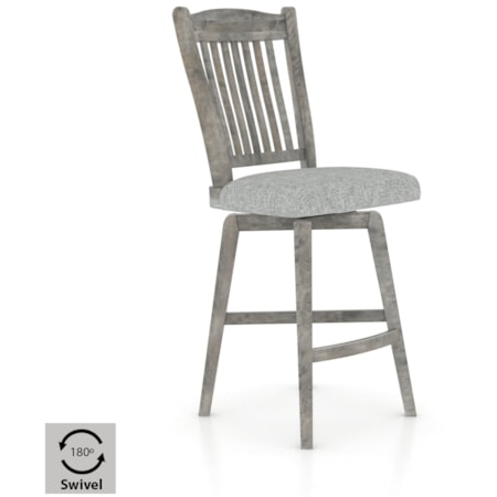 Customizable Slatback Swivel Stool Uph. Seat
