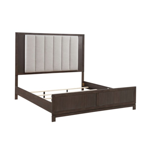Contemporary King Upholstered Panel Bed with Channel Tufted Headboard