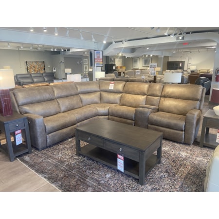 Power Reclining Sectional w HR & Lumbar