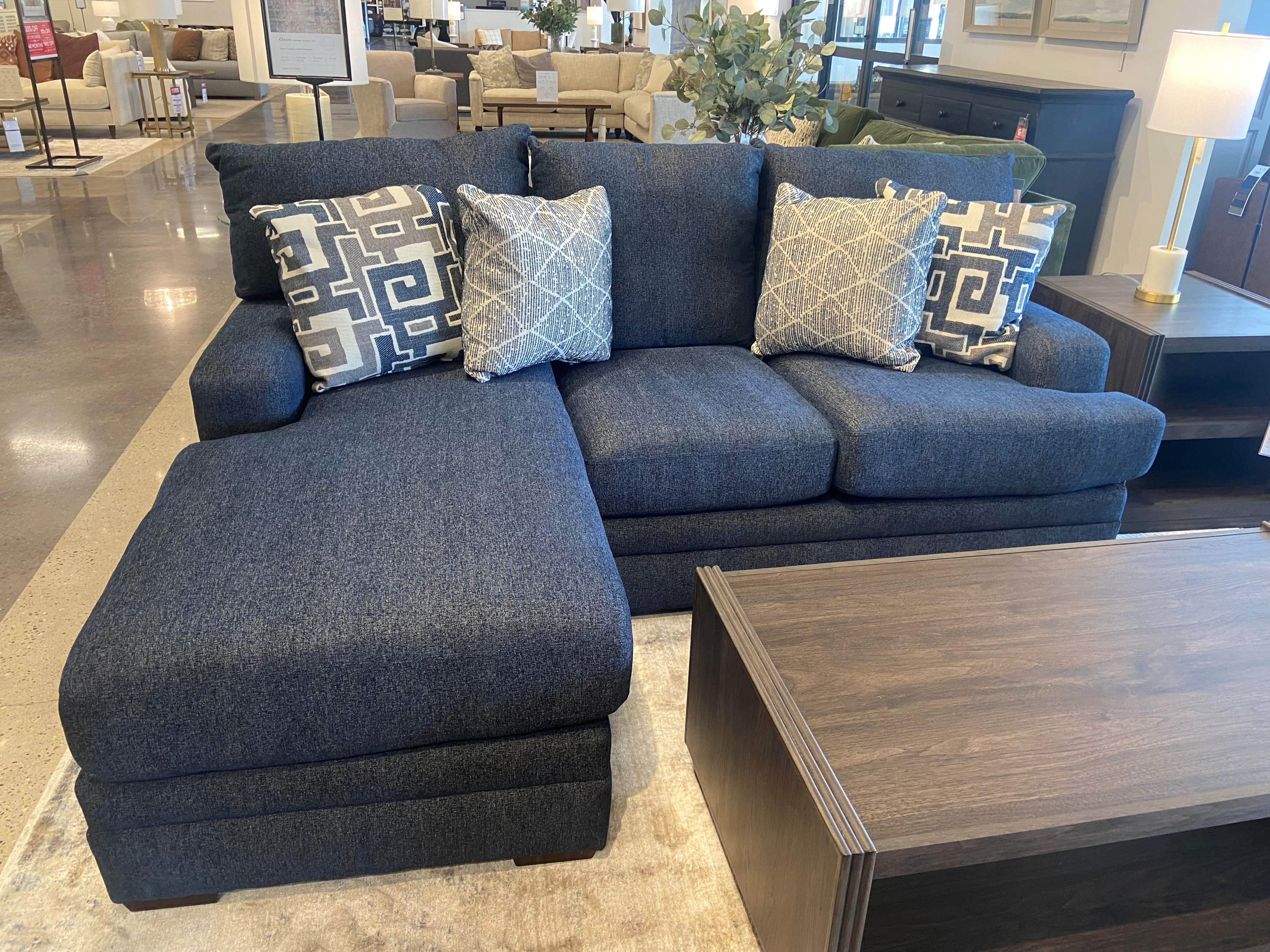 Stationary Sofa with Floating Ottoman Chaise