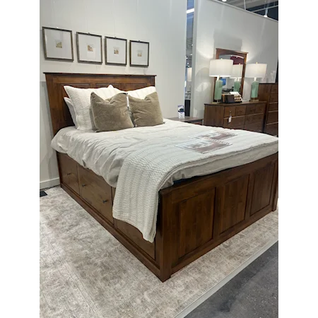 Queen Panel Bed w/Storage, 10 Drawer Dresser, & Mirror