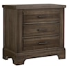 Vaughan Bassett Cool Rustic 3 Drawer Nightstand