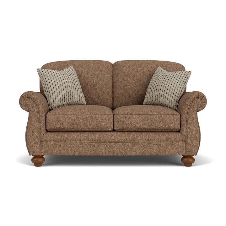 Transitional Loveseat with Bun Feet