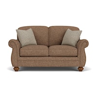 Transitional Loveseat with Bun Feet