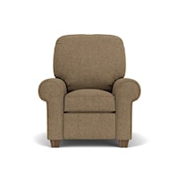 Contemporary High Leg Recliner with Rolled Arms