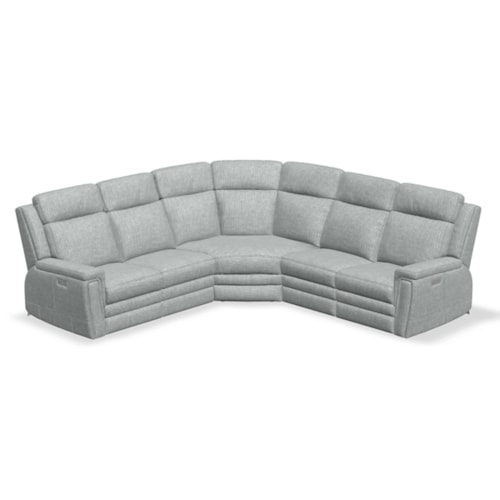 Contemporary 4-Seat Corner Curve Henry Reclining Sectional with Power Headrests