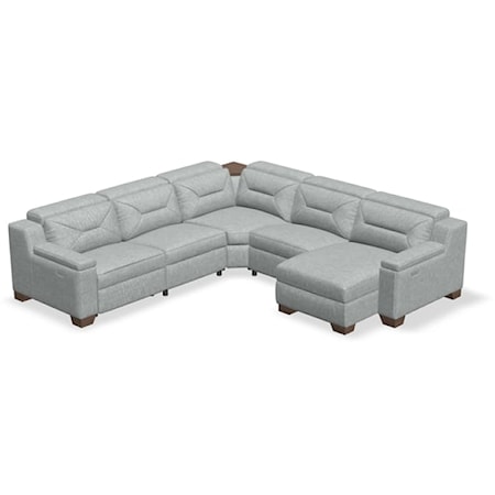 Apex Contemporary 5-Seat  Sectional Sofa with Power Recliner