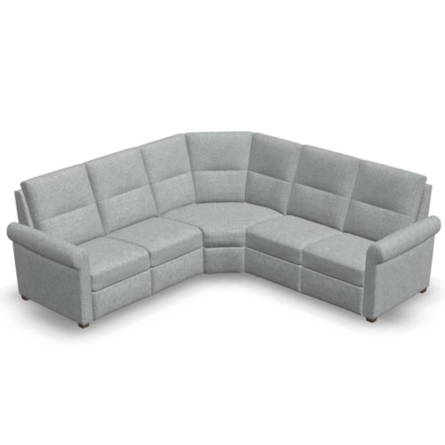 Casual 4-Seat Corner Curve Oxford Sectional with Power Headrest and Lumbar