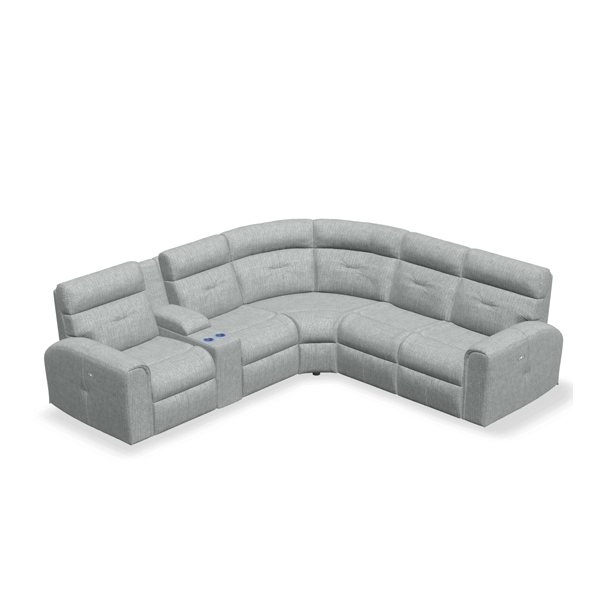 Contemporary Acacia Corner Sectional Power Recliner with Console Storage and Power Headrests