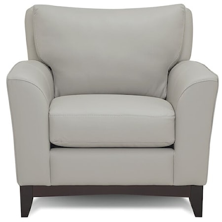India Transitional Accent Chair with Exposed Wood Base