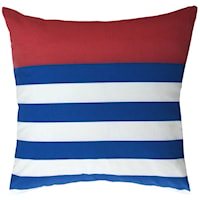 DANN FOLEY LIFESTYLE | Duck Cloth Pillow with Blue and White Stripe and Solid Red Printing