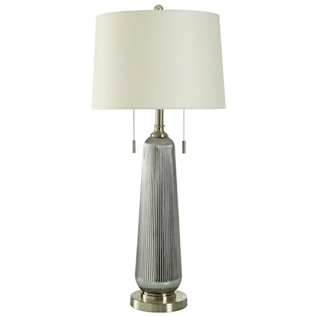 Lumi Silver Ribbed Glass Table Lamp