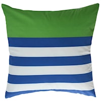 DANN FOLEY LIFESTYLE | Duck Cloth Pillow with Blue and White Stripe and Solid Green Printing