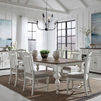 Farmhouse 7-Piece Rectangular Dining Table Set with Upholstered Chairs