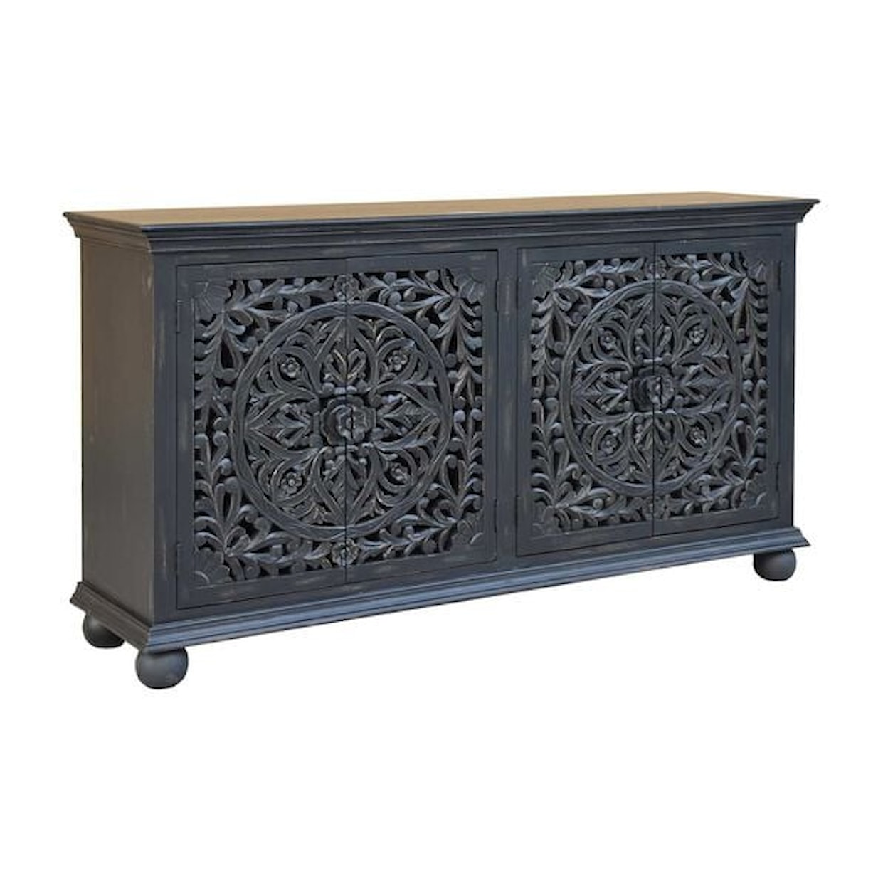 Coast2Coast Home Accent Cabinets Bree Distressed Black Credenza