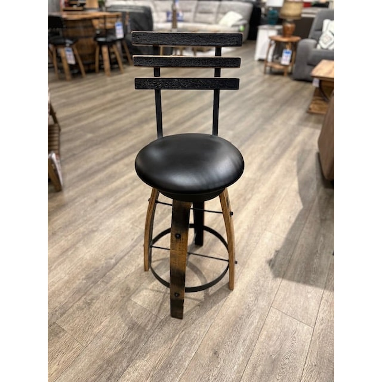 Rustic Barrel Design Dining Room Bar Stool 30"