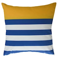 DANN FOLEY LIFESTYLE | Duck Cloth Pillow with Blue and White Stripe and Solid Yellow Printing