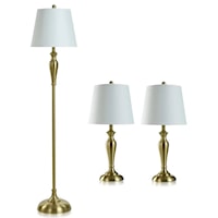 Antique Brass Set of 3 Lamps