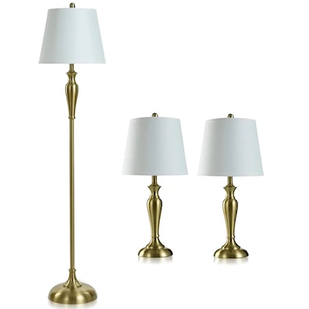 Antique Brass Set of 3 Lamps