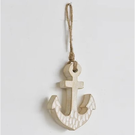 Hanging Carved Wood Anchor - Small