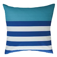 DANN FOLEY LIFESTYLE | Duck Cloth Pillow with Blue and White Stripe and Solid Aqua Printing