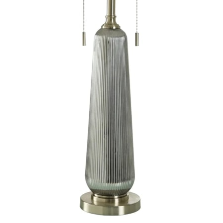 Lumi Silver Ribbed Glass Table Lamp