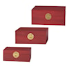 StyleCraft Accessories Set of 3 Red Chinese-Style Wooden Keep Box