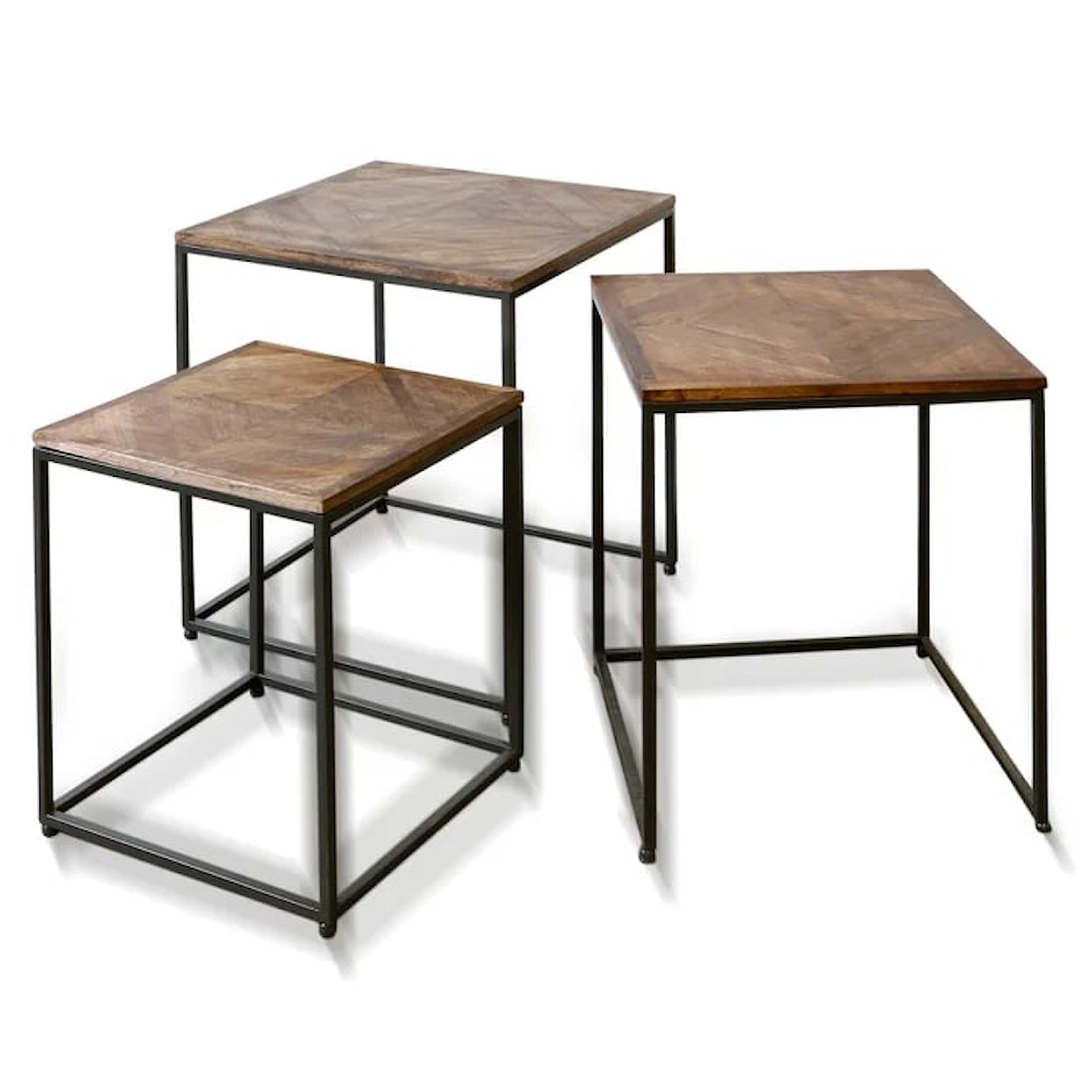 StyleCraft Accessories Dark Wood & Iron Nesting Tables