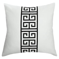 DANN FOLEY LIFESTYLE | White Linen Pillow with Black Chinese Decorative Pattern Printing
