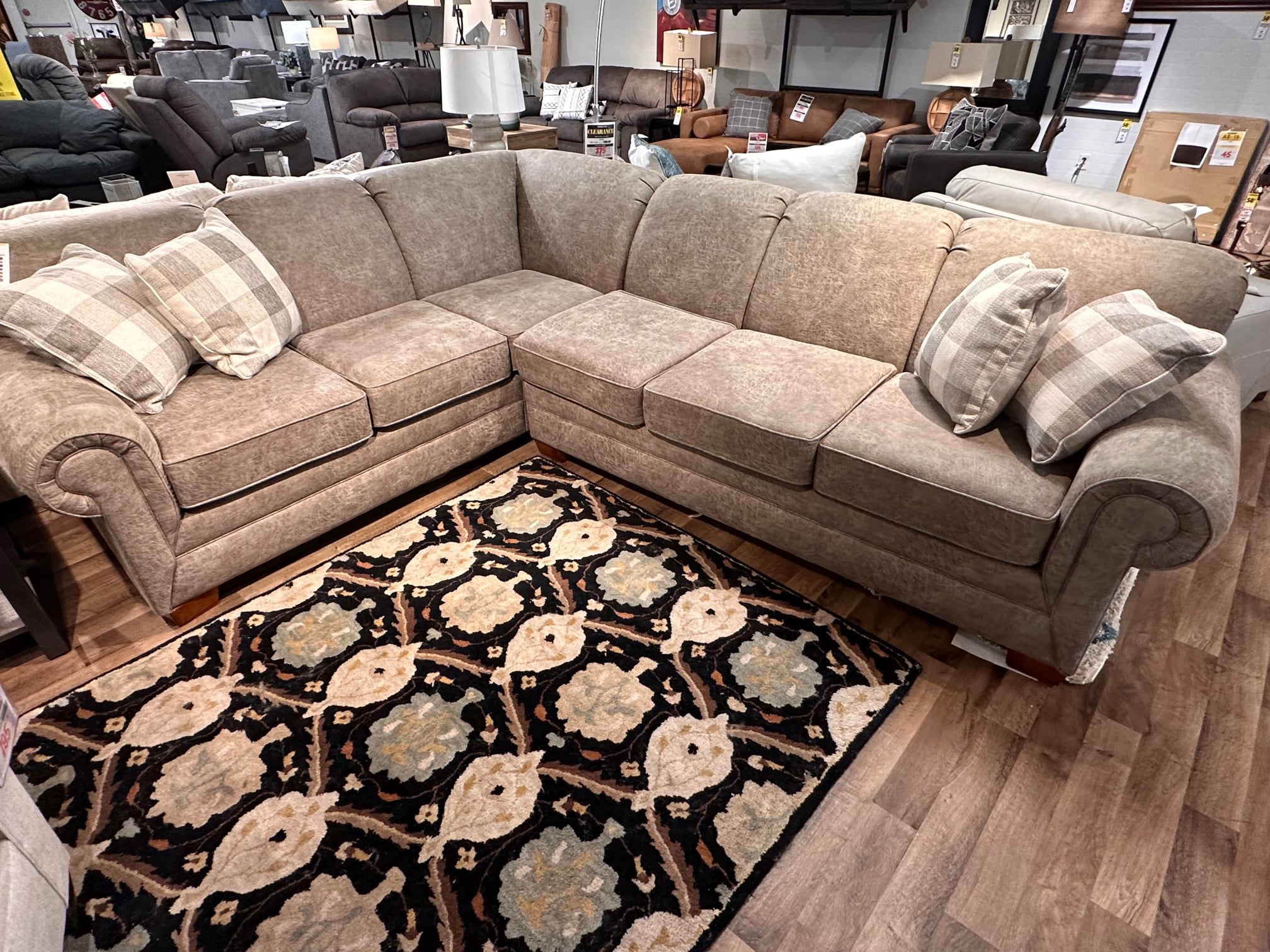 Rolled Arm Sectional with Upgraded Frame