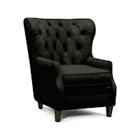 Transitional Wing Back Chair with Button Tufting