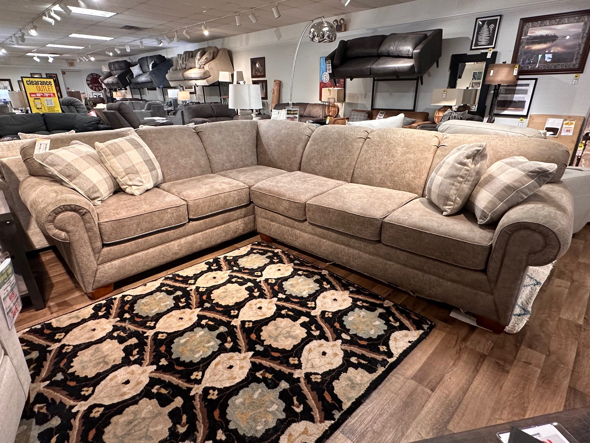 Rolled Arm Sectional with Upgraded Frame