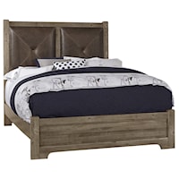 Queen Panel Bed with Leather Headboard