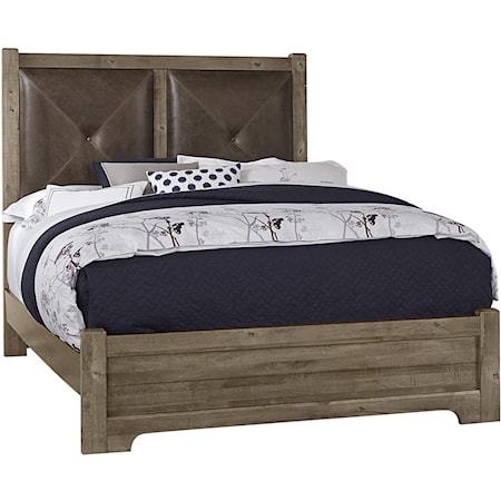 Queen Panel Bed with Leather Headboard
