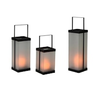 Set of 3 Glass Lanterns with LED Candles