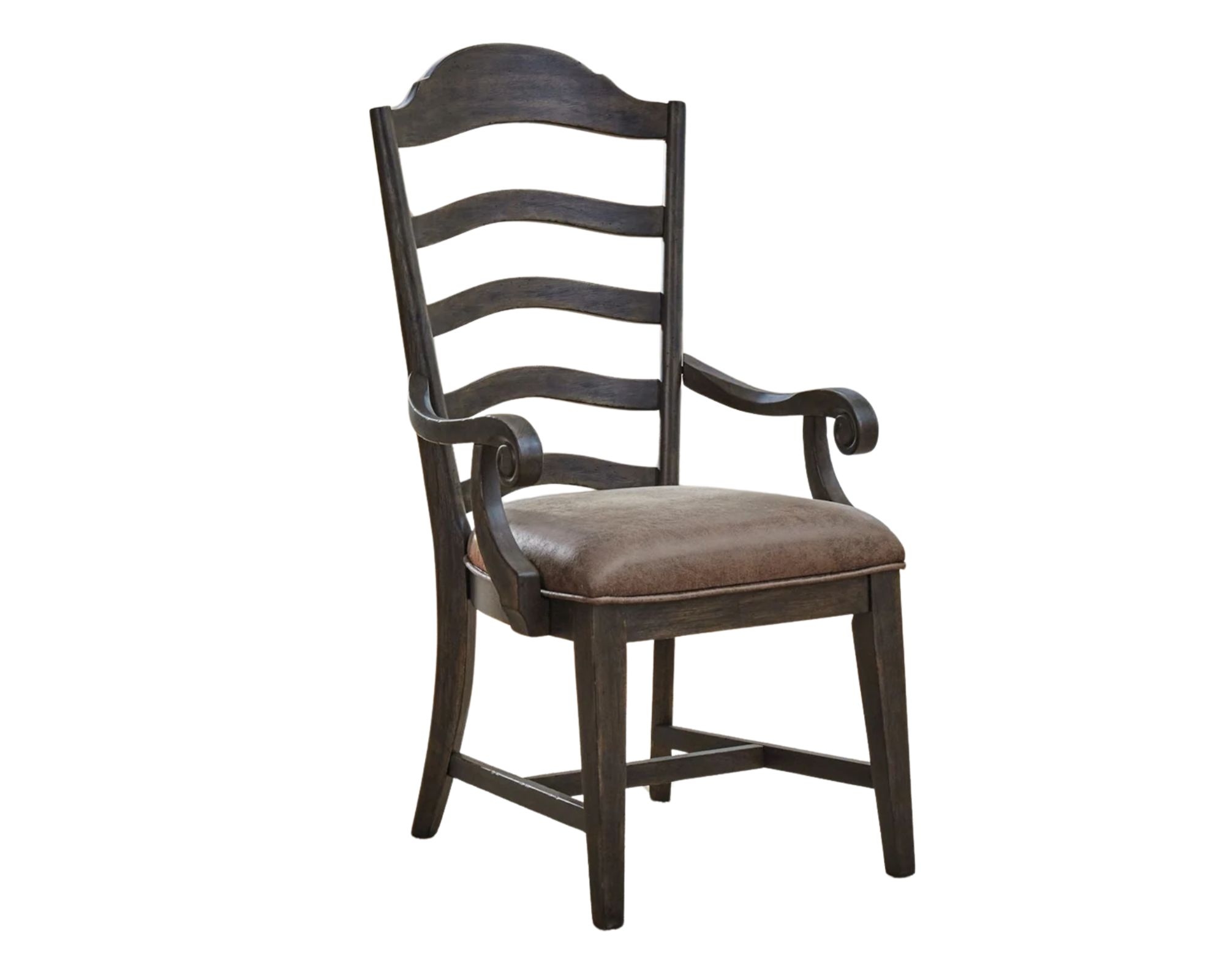 Upholstered Ladder-Back Arm Chair