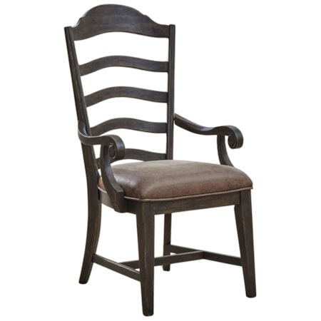 Upholstered Ladder-Back Arm Chair