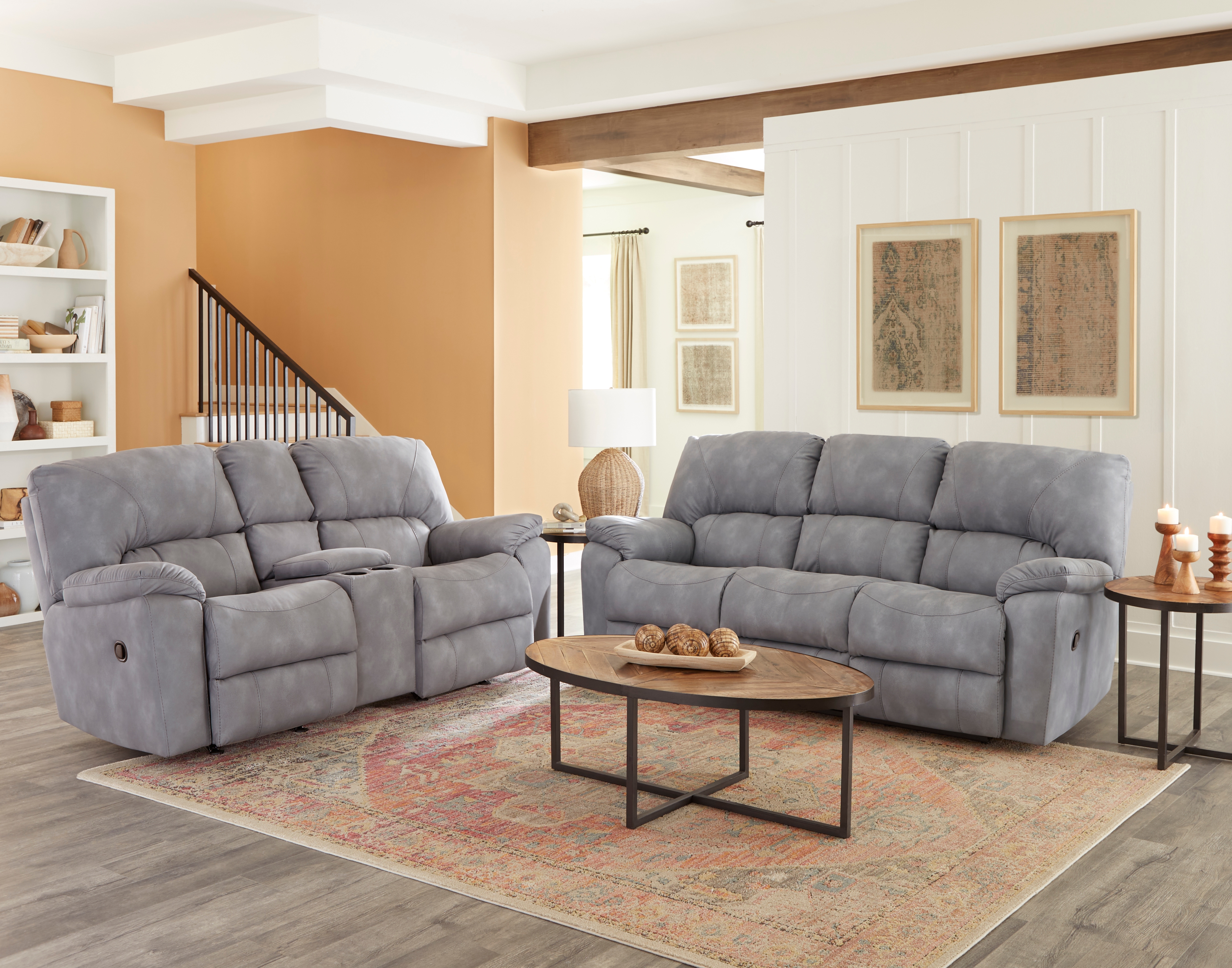 HomeStretch Rhino 204-30-62 Grey Manual Reclining Sofa | Wayside