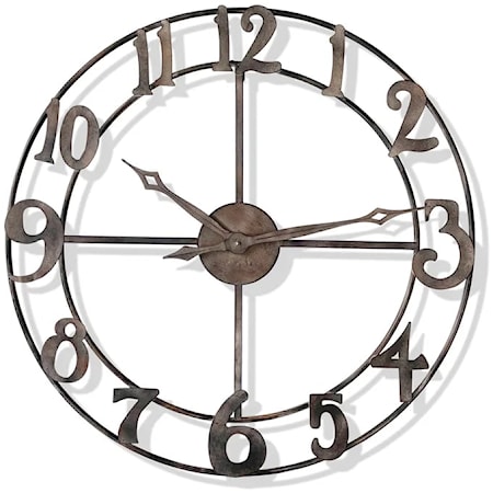 Rustic Pewter Metal Wall Clock