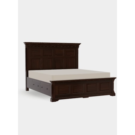 Traditional King Size Panel Bed with Storage