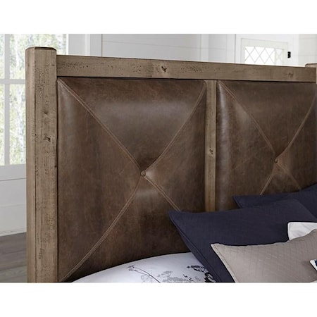 Queen Panel Bed with Leather Headboard