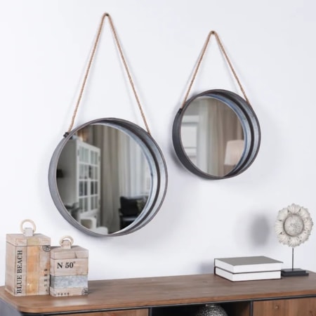 Set of 2 Metal Wall Mirrors