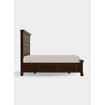 Traditional King Size Panel Bed with Storage