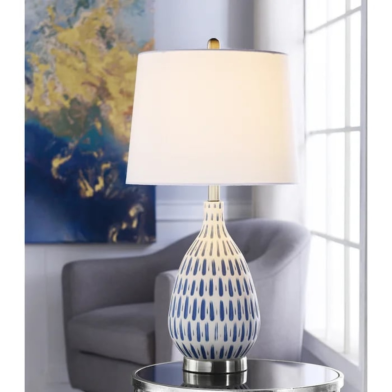 StyleCraft Accessories Cobalt & White Table Lamp