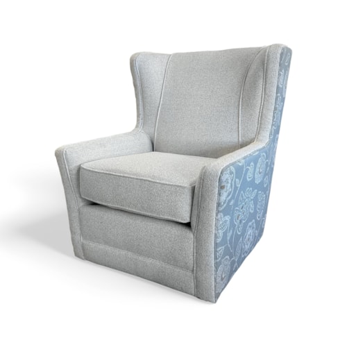 Transitional Wing Back Swivel Glider Chair with Nailhead Trim